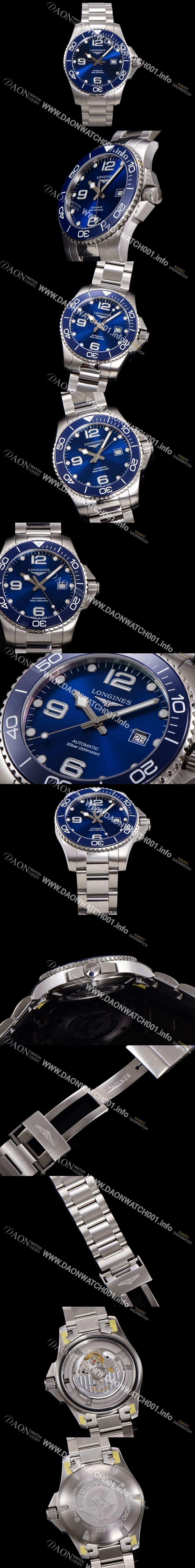 미러급 론진 남성용 하이드로콘퀘스트 L3.781.4.96.6 세라믹 베젤 41mm 블루 다이얼 L888 오토매틱 무브먼트  lon2916 Ⅳ