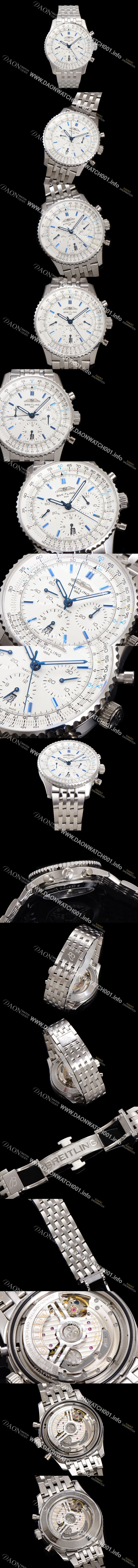 미러급 브라이틀링 남성용 네비타이머 AB0139A71G1A1 크로노그래프 ETA7750-2 타입 오토매틱 43mm 메탈줄 화이트 다이얼 bre6002 Ⅳ