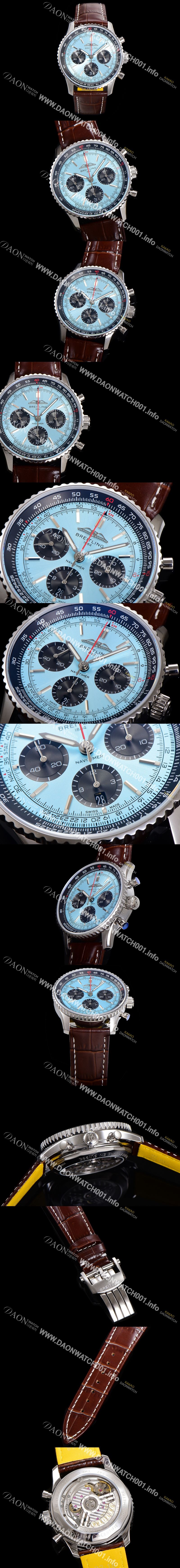 미러급 브라이틀링 남성용 네비타이머 AB0138241C1P1 크로노그래프 ETA7750-2 타입 오토매틱 43mm 가죽줄 블루 다이얼 bre5995 Ⅳ