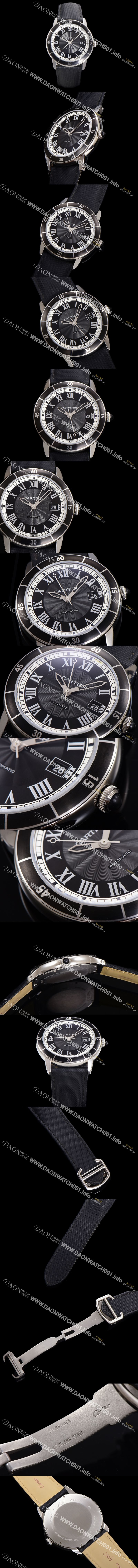 미러급 까르띠에 롱드 끄로아지에 WSRN0003 오토매틱 ETA2824-2 42mm 남성용시계 나토천스트랩 블랙 다이얼 car69311 Ⅳ