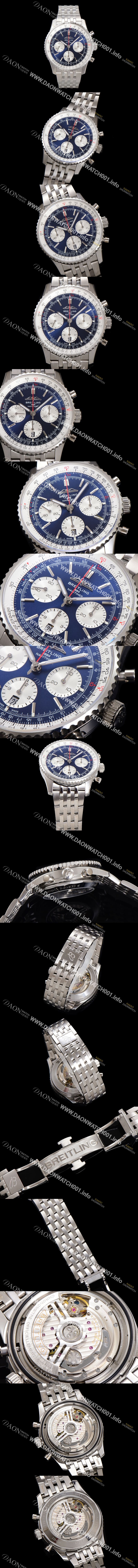미러급 브라이틀링 남성용 네비타이머 AB0137211C1P1 크로노그래프 ETA7750-2 타입 오토매틱 43mm 메탈줄 블루 다이얼 bre6006 Ⅳ