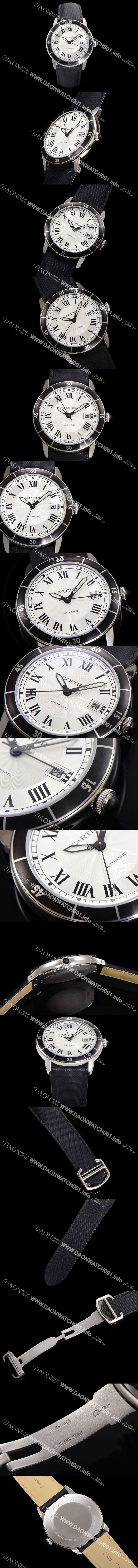 미러급 까르띠에 롱드 끄로아지에 WSRN0002 오토매틱 ETA2824-2 42mm 남성용시계 나토천스트랩 화이트 다이얼 car69312 Ⅳ