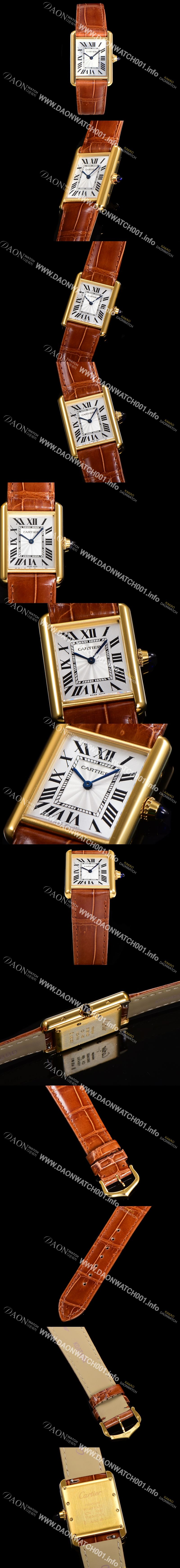 미러급 까르띠에 여성용 신상 탱크 W1529756 실버 다이얼 33.7mm 옐로우골드 악어가죽 쿼츠 무브먼트 car69359 Ⅳ