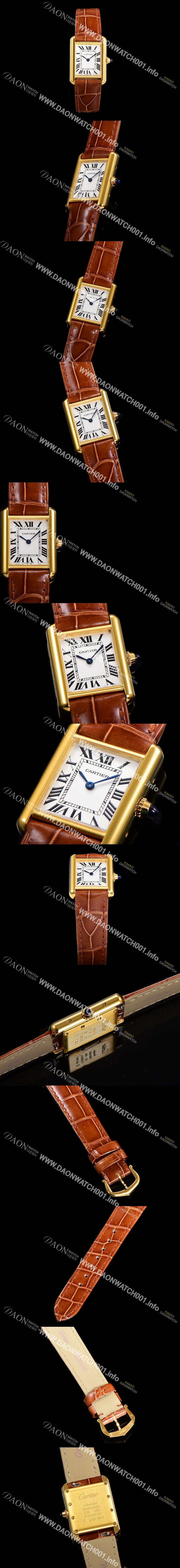미러급 까르띠에 여성용 신상 탱크 W1529856 실버 다이얼 29mm 옐로우골드 악어가죽 쿼츠 무브먼트 car69360 Ⅳ