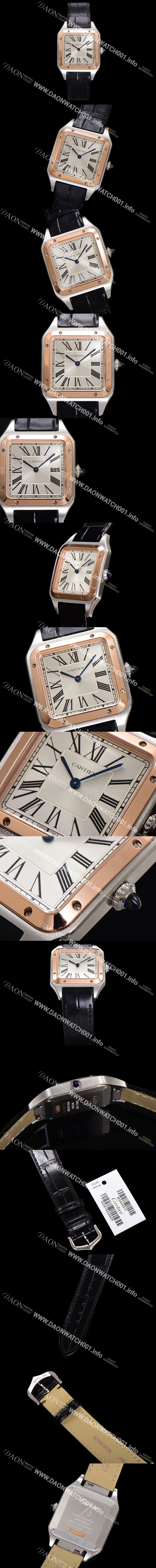 미러급 까르띠에 남여공용 산토스 W2SA0019 쿼츠 43.5mm M 사이즈 18K 로즈골드 화이트 다이얼 car69324 Ⅳ