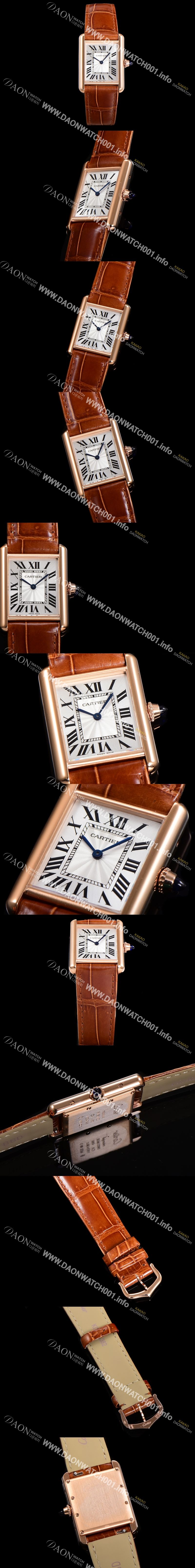 미러급 까르띠에 여성용 신상 탱크 WGTA0011 실버 다이얼 33.7mm 로즈골드 악어가죽 쿼츠 무브먼트 car69355 Ⅳ