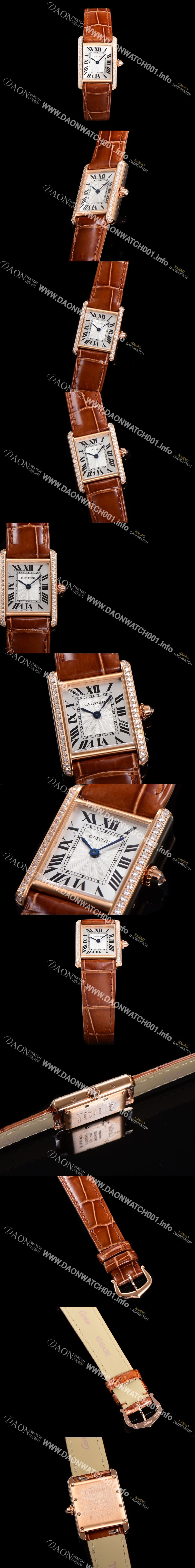 미러급 까르띠에 여성용 신상 탱크 WJTA0037 큐빅베젤 실버 다이얼 29mm 로즈골드 악어가죽 쿼츠 무브먼트 car69358 Ⅳ