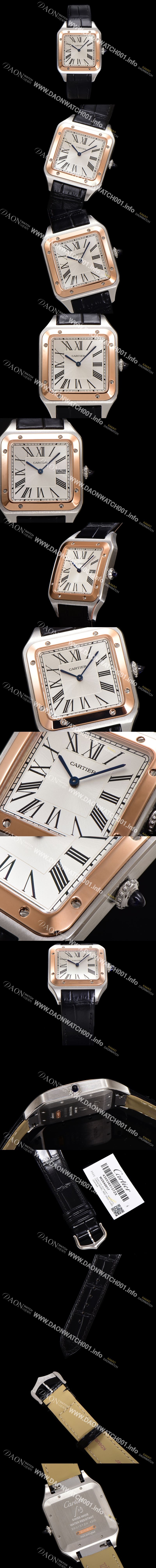 미러급 까르띠에 남성용 산토스 W2SA0011 쿼츠 46.6mm L 사이즈 18K 로즈골드 화이트 다이얼 car69321 Ⅳ