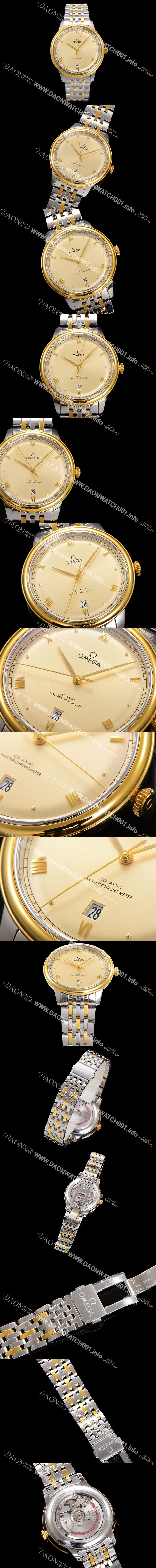 미러급 오메가 남성용 드빌 프레스티지 434.20.40.20.08.001 오토매틱 Cal.8800타입 40mm 18K 옐로우골드 메탈줄 골드 다이얼 omg20217 Ⅳ