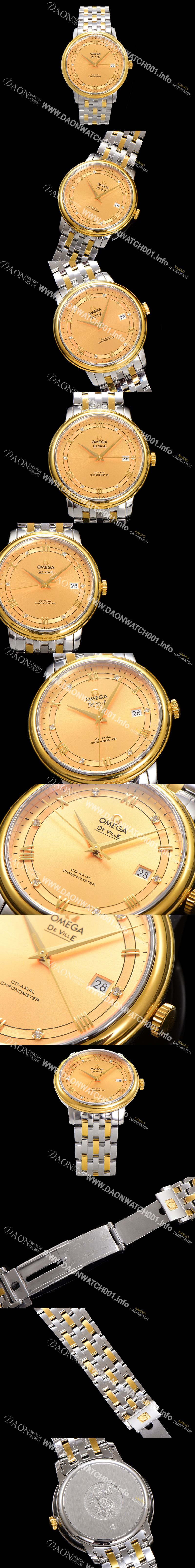 미러급 오메가 남성용 드빌 프레스티지 424.20.40.20.58.001 오토매틱 Cal.8800타입 39.5mm 18K 옐로우골드 메탈줄 골드 다이얼 omg20203 Ⅳ