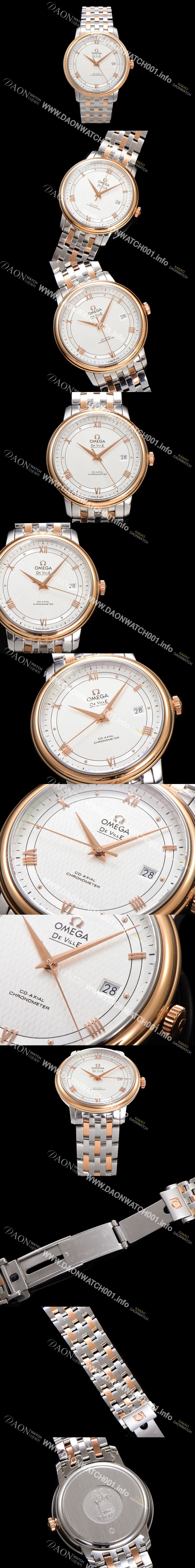 미러급 오메가 남성용 드빌 프레스티지 424.20.40.20.02.002 오토매틱 Cal.8800타입 39.5mm 18K 로즈골드 메탈줄 화이트 다이얼 omg20204 Ⅳ