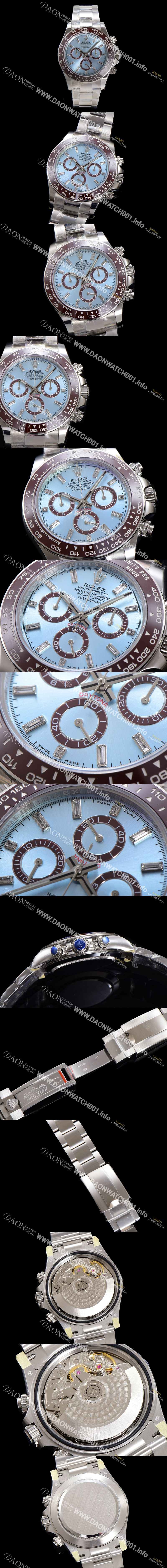 미러급 로렉스 남성용 코스모그래프 데이토나 플래티넘 m126506-0002 세라믹 베젤 40mm 크로노그래프 7750 오토매틱 무브먼트 바게트 아이스 블루 다이얼 rol5321 Ⅳ