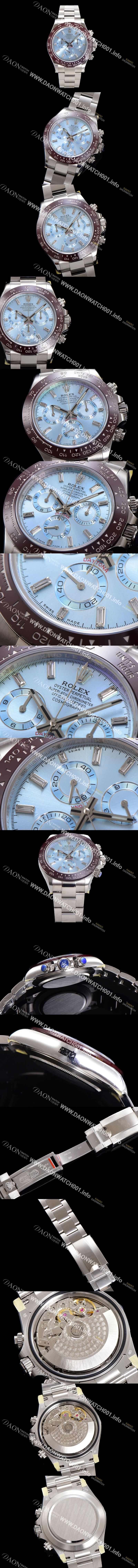 미러급 로렉스 남성용 코스모그래프 데이토나 플래티넘 m116506-0002 세라믹 베젤 40mm 크로노그래프 7750 오토매틱 무브먼트 아이스 블루 다이얼 rol5322 Ⅳ
