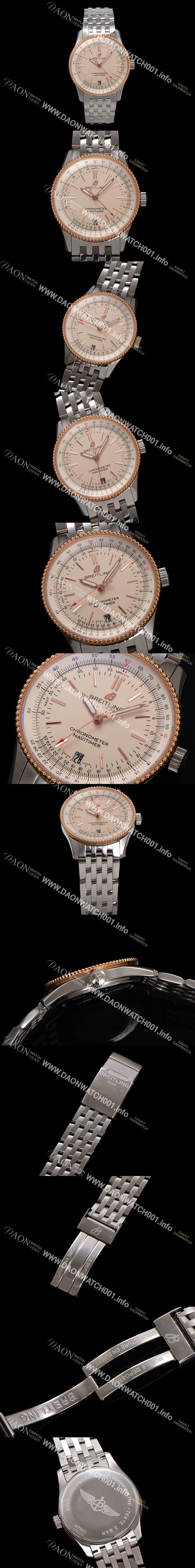 미러급 브라이틀링 남성용 네비타이머 U17325211G1A1 크로노그래프 오토매틱 2824타입 38mm 메탈줄 화이트 다이얼 bre6027 Ⅳ