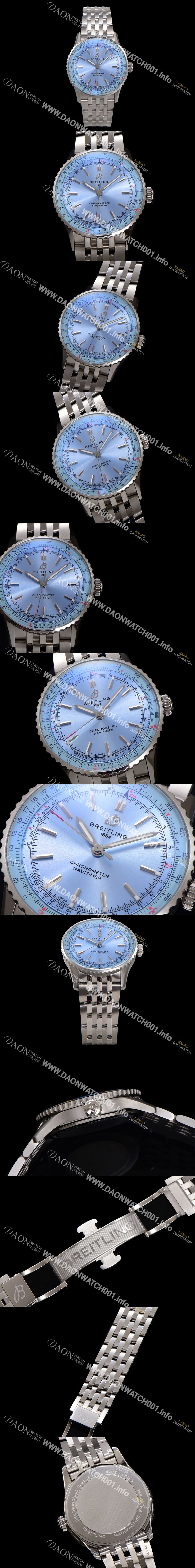 미러급 브라이틀링 남성용 네비타이머 A17329171C1A1 크로노그래프 오토매틱 2824 타입 41mm 메탈줄 아이스 블루 다이얼 bre6037 Ⅳ