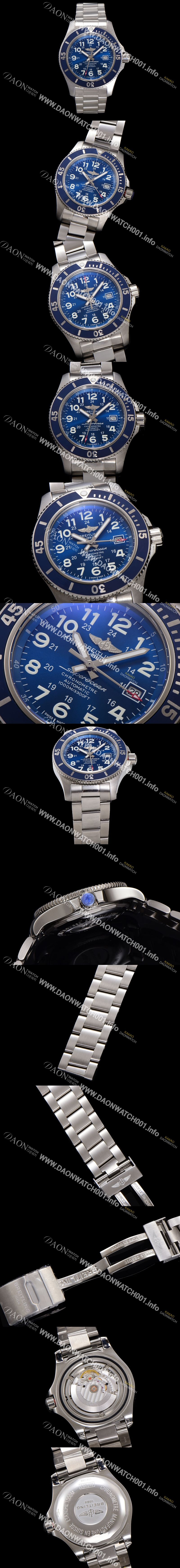 미러급 브라이틀링 남성용 슈퍼오션 A17392D81C1A1 오토매틱 2824타입 44mm 메탈줄 블루 다이얼 bre6049 Ⅳ