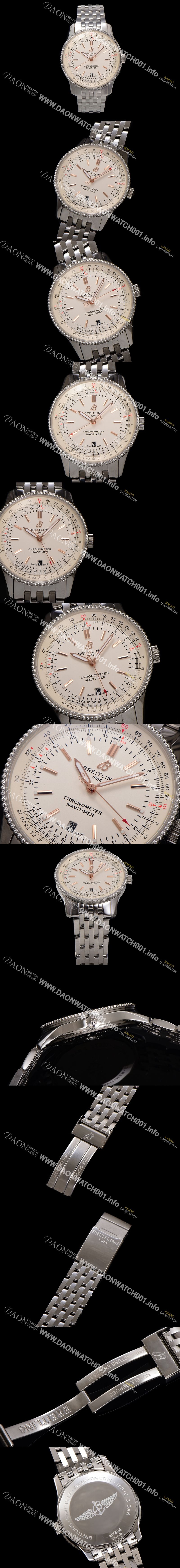 미러급 브라이틀링 남성용 네비타이머 A17326211G1A1 크로노그래프 오토매틱 2824 타입 41mm 메탈줄 화이트 다이얼 bre6031 Ⅳ
