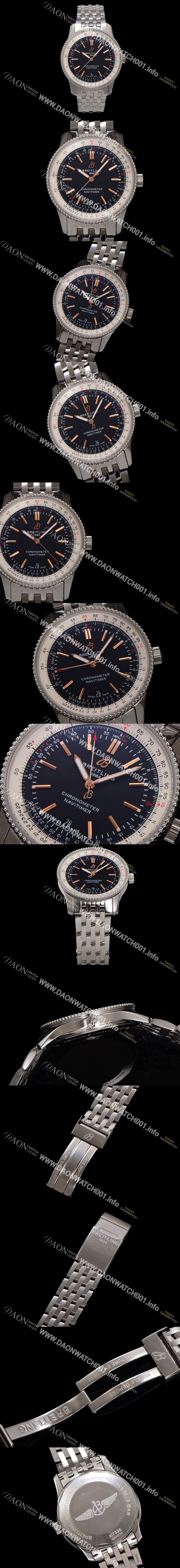 미러급 브라이틀링 남성용 네비타이머 A17326241B1A1 크로노그래프 오토매틱 2824 타입 41mm 메탈줄 블랙 다이얼 bre6032 Ⅳ