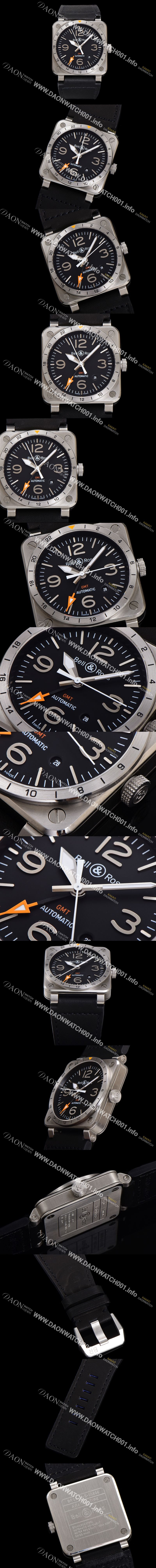 미러급 벨엔로즈 남성용 인스트루먼트03 BR0393-GMT-STSCA 오토매틱 2836-타입 42mm 우레탄줄 블랙 다이얼 bel4116 Ⅳ