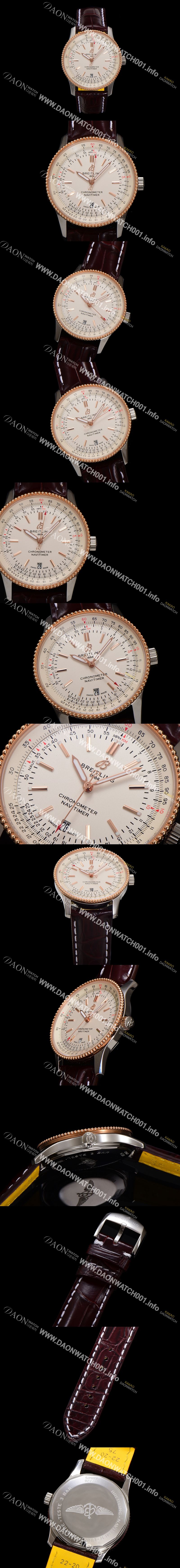 미러급 브라이틀링 남성용 네비타이머 U17326211G1P1 크로노그래프 오토매틱 2824 타입 41mm 가죽줄 화이트 다이얼 bre6043 Ⅳ