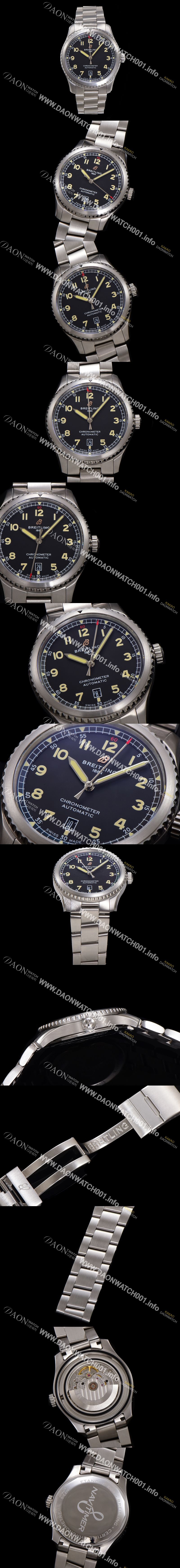 미러급 브라이틀링 남성용 네비타이머 A17314101B1A1 오토매틱 2824 타입 41mm 메탈줄 블랙 다이얼 bre6053 Ⅳ