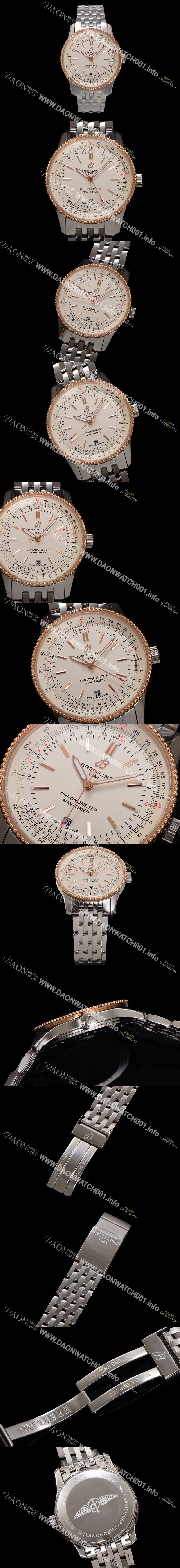 미러급 브라이틀링 남성용 네비타이머 U17326211G1A1 크로노그래프 오토매틱 2824 타입 41mm 메탈줄 화이트 다이얼 bre6034 Ⅳ