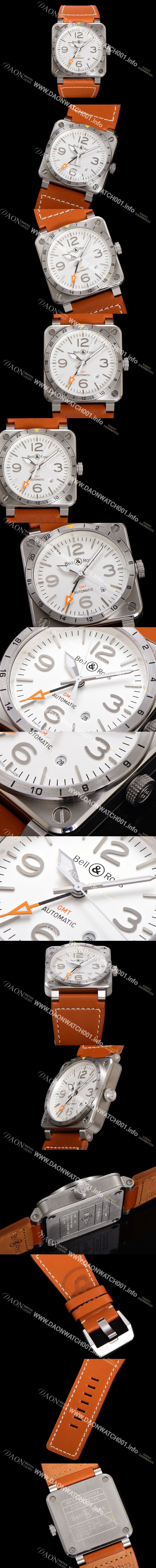 미러급 벨엔로즈 남성용 인스트루먼트03 BR0393-GMT-STSCA 오토매틱 2836타입 42mm 우레탄줄 화이트 다이얼 bel4118 Ⅳ