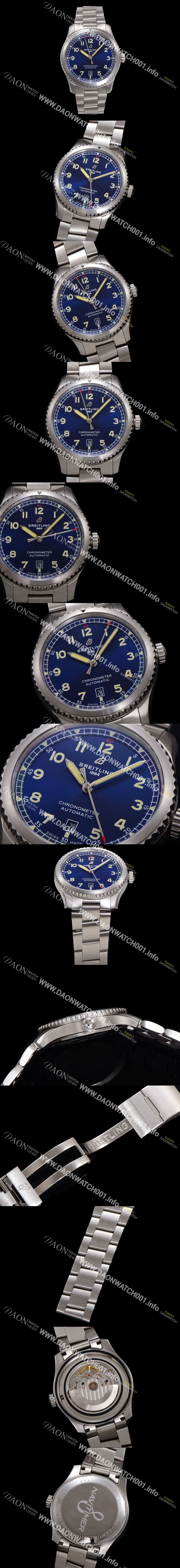 미러급 브라이틀링 남성용 네비타이머 A17314101C1A1 오토매틱 2824 타입 41mm 메탈줄 블루 다이얼 bre6054 Ⅳ