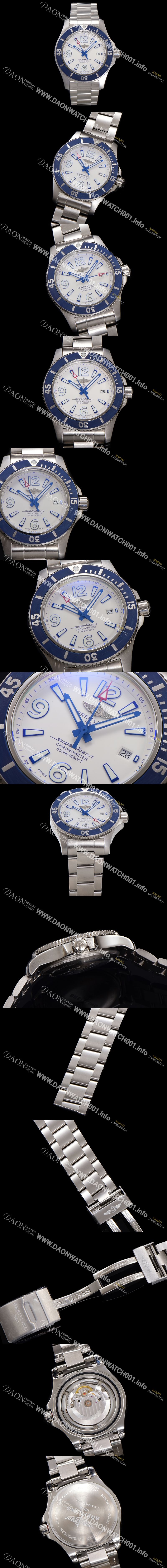 미러급 브라이틀링 남성용 슈퍼오션 A17366D81A1S1 오토매틱 2824타입 42mm 메탈줄 화이트 다이얼 bre6045 Ⅳ