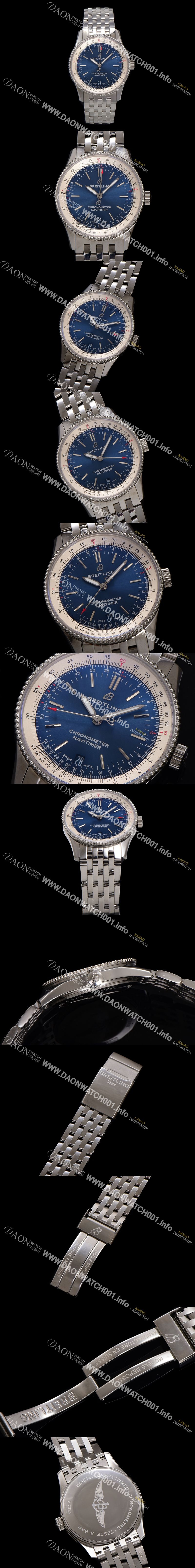 미러급 브라이틀링 남성용 네비타이머 A17325211C1A1 크로노그래프 오토매틱 2824타입 38mm 메탈줄 블루 다이얼 bre6025 Ⅳ