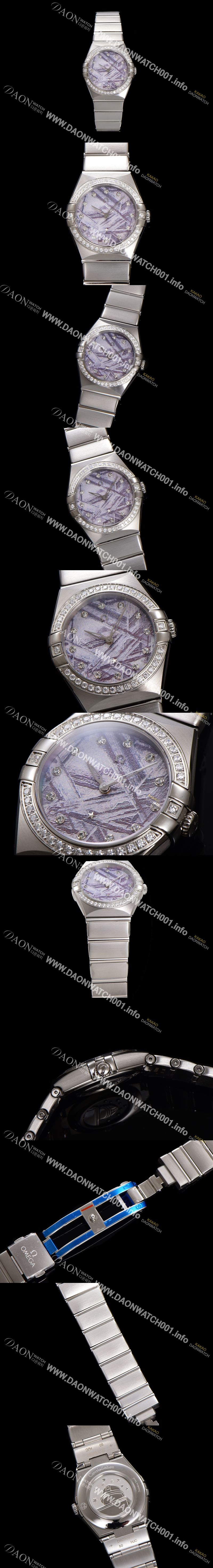 미러급 오메가 여성용 컨스틀레이션 131.15.28.60.99.001 다이아몬드 세팅 베젤 28mm 쿼츠 무브먼트 메테오라이트 다이얼 omg0147 Ⅳ