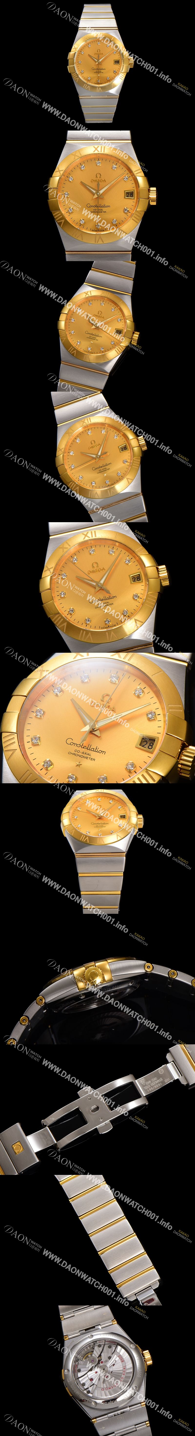 미러급 오메가 남성용 컨스틀레이션 123.20.38.21.58.001 18k 옐로우골드 38mm 오토매틱 8500타입 샴페인 다이얼 omg0159 Ⅳ