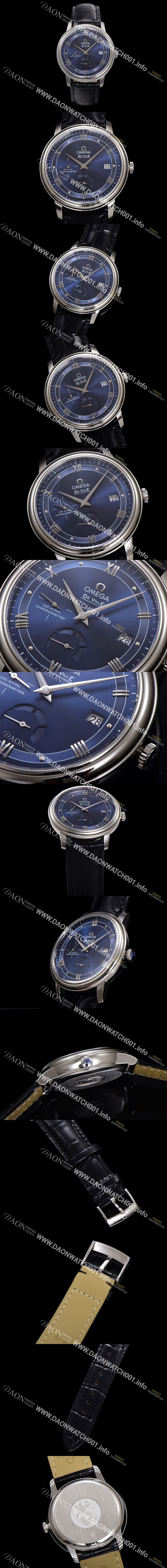 미러급 오메가 남성용 드빌 424.13.40.21.03.002 프레스티지 코-액시얼 39.5mm 오토매틱 Cal.2627 타입 빈티지 블루 다이얼 omg0169 Ⅳ