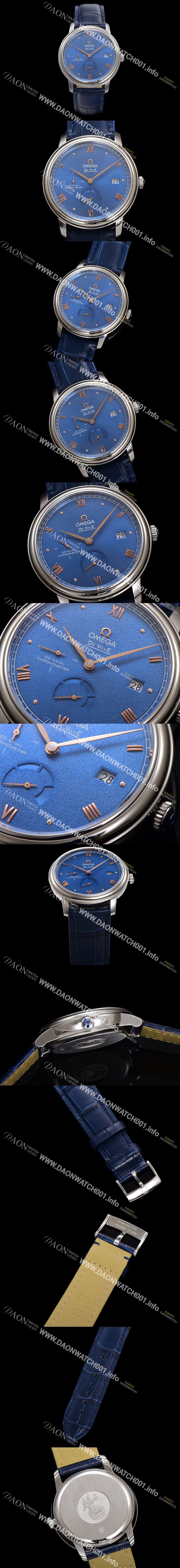 미러급 오메가 남성용 드빌 424.13.40.21.03.003 프레스티지 코-액시얼 39.5mm 오토매틱 Cal.2627 타입 블루 선버스트 다이얼 omg0170 Ⅳ