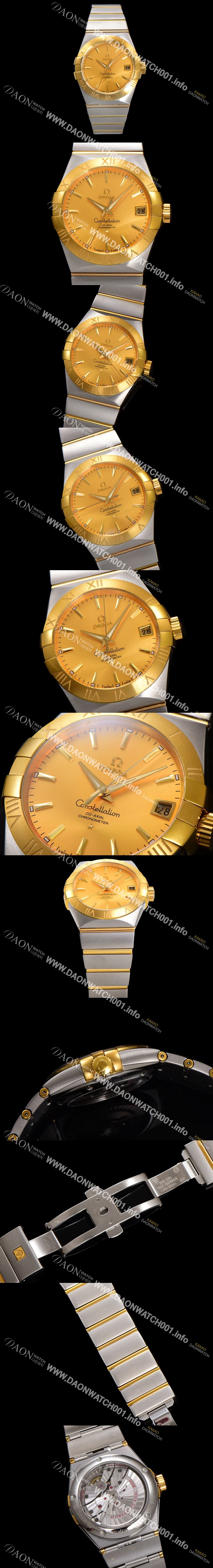 미러급 오메가 남성용 컨스틀레이션 123.20.38.21.08.001 18k 옐로우골드 38mm 오토매틱 8500타입 샴페인 다이얼 omg0160 Ⅳ