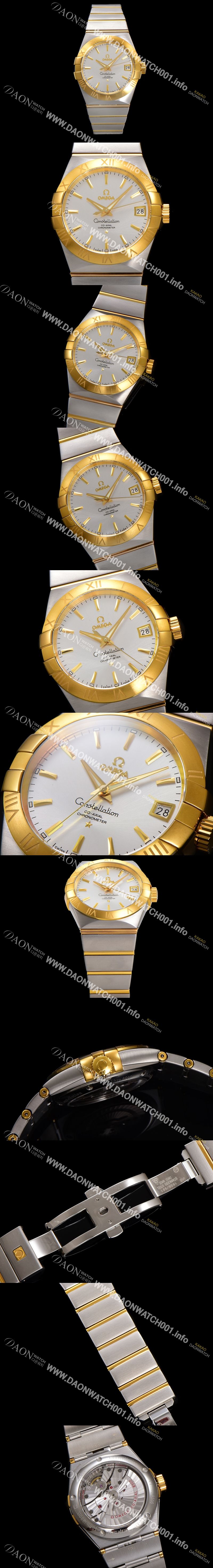 미러급 오메가 남성용 컨스틀레이션 123.20.38.21.02.002 18k 옐로우골드 38mm 오토매틱 8500타입 실버 다이얼 omg0155 Ⅳ