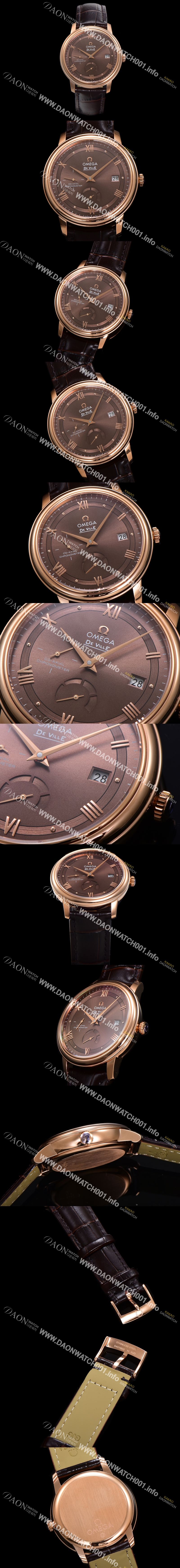 미러급 오메가 남성용 드빌 424.23.40.21.13.001 프레스티지 코-액시얼 39.5mm  18K 로즈골드 오토매틱 Cal.2627 타입 빈티지 브라운 다이얼 omg0174 Ⅳ