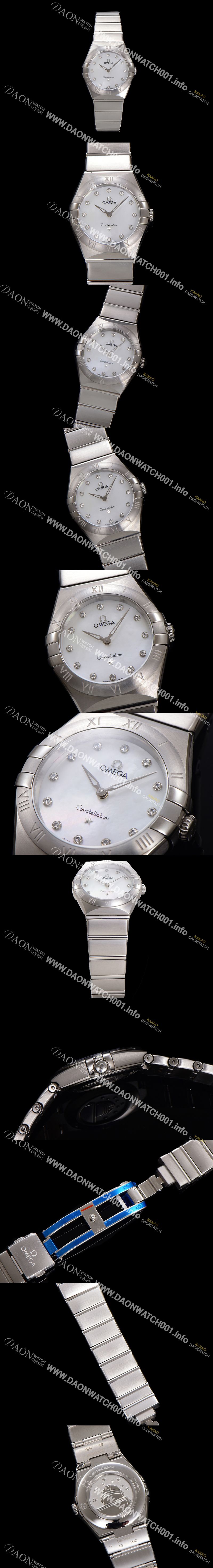 미러급 오메가 여성용 컨스틀레이션 131.10.28.60.55.001 쿼츠 무브먼트 28mm 화이트 자개 다이얼 omg0144 Ⅳ