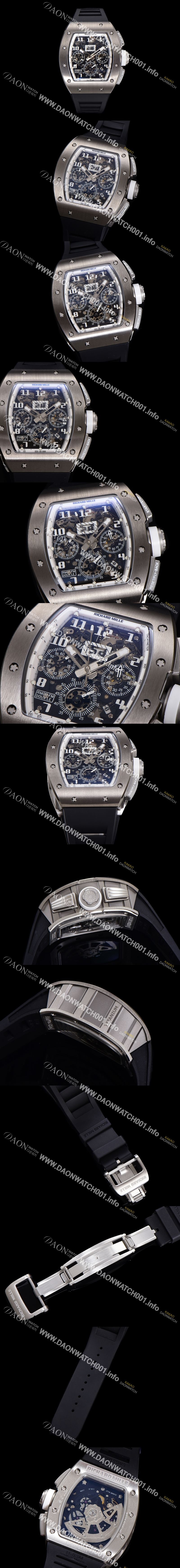 미러급 리차드밀레 남성용 RM11-FM 티타늄 케이스/스텐레스 스틸 베젤 크로노그래프 50mm 오토매틱 무브먼트 스켈레톤 다이얼 ric0254 Ⅳ