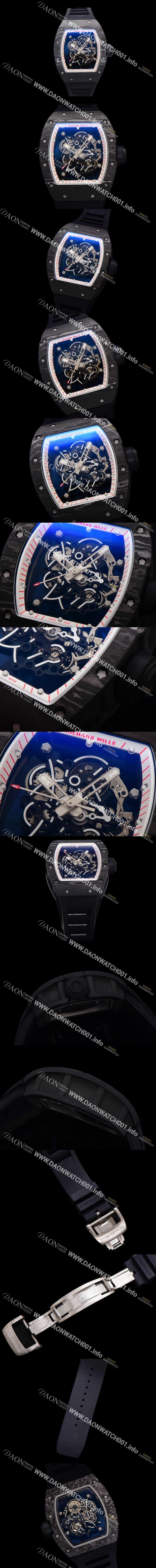 미러급 리차드밀레 남성용 RM055 NTPT 카본 케이스 50mm 스켈레톤 다이얼 기계식 수동형 무브먼트 ric0264 Ⅳ