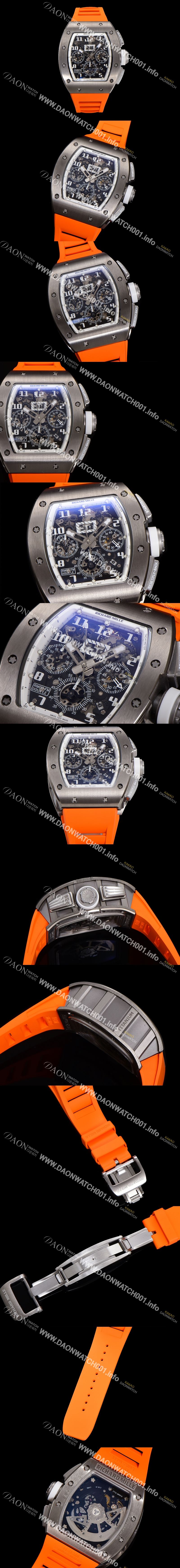 미러급 리차드밀레 남성용 RM11-FM 티타늄 케이스/스텐레스 스틸 베젤 크로노그래프 50mm 오토매틱 무브먼트 스켈레톤 다이얼 ric0249 Ⅳ