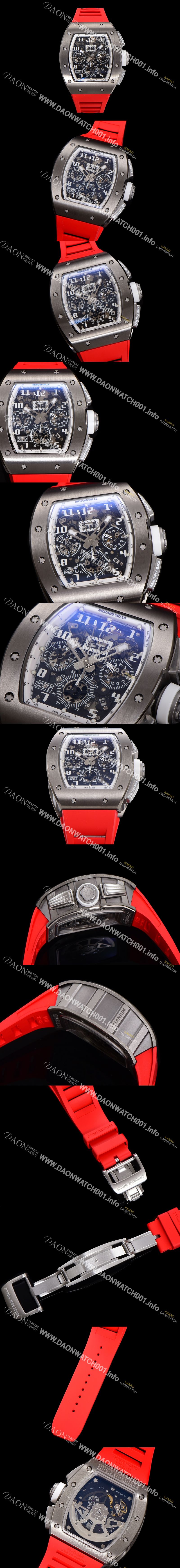 미러급 리차드밀레 남성용 RM11-FM 티타늄 케이스/스텐레스 스틸 베젤 크로노그래프 50mm 오토매틱 무브먼트 스켈레톤 다이얼 ric0250 Ⅳ