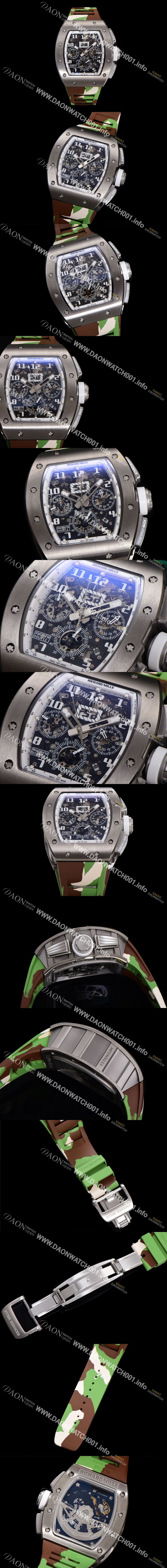 미러급 리차드밀레 남성용 RM11-FM 티타늄 케이스/스텐레스 스틸 베젤 크로노그래프 50mm 오토매틱 무브먼트 스켈레톤 다이얼 ric0252 Ⅳ