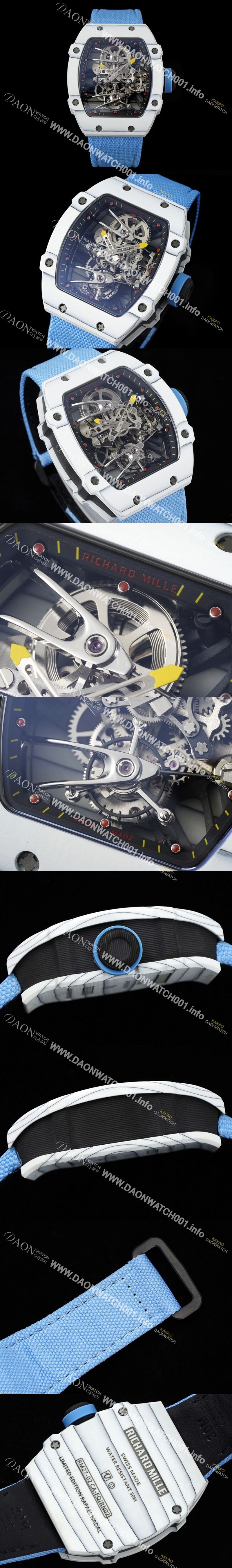 미러급 리차드밀레 남성용 RM27-02 투어빌론 라파엘 나달 47mm 기계식 수동형 무브먼트 스켈레톤 다이얼 ric0275 Ⅳ