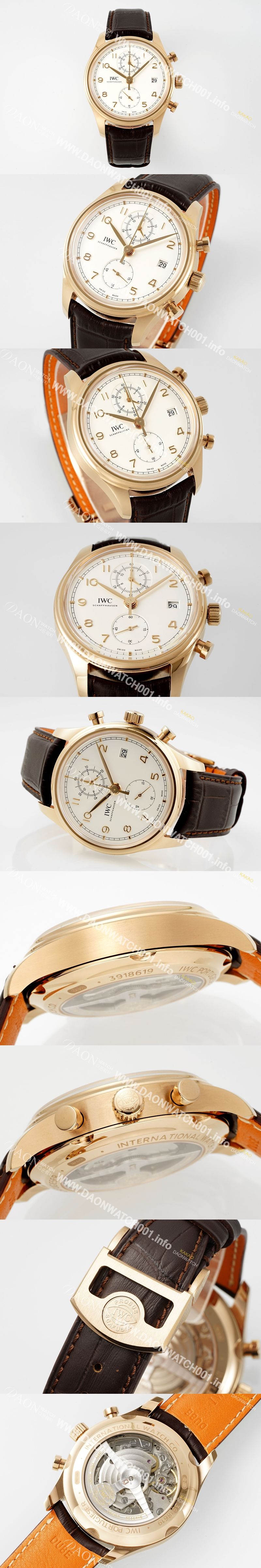 미러급 아이더블유씨 남성용 포루투기즈 IW390301 18k 로즈골드 42mm 크로노그래프 오토매틱 무브먼트 화이트 다이얼 iwc4096 Ⅳ
