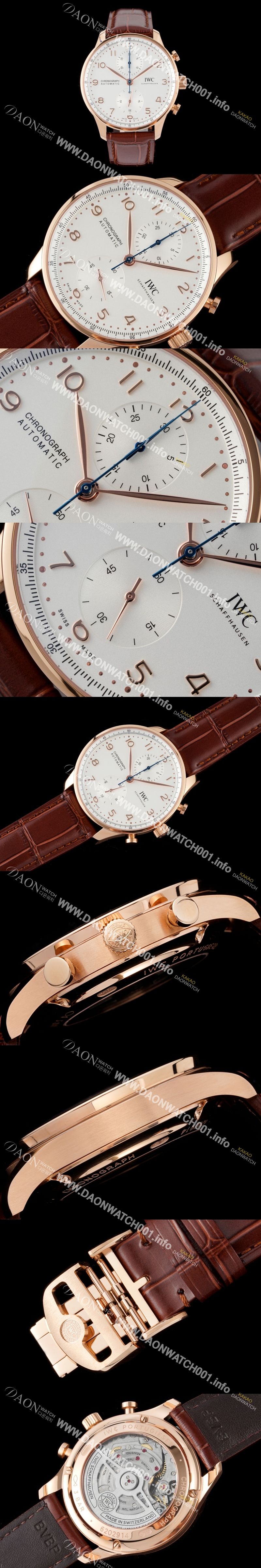 미러급 아이더블유씨 남성용 신상품 / 포르투기즈 IW371611 크로노그래프 오토매틱 Cal.69355 타입 41미리 가죽줄 화이트 다이얼 iwc4093 Ⅳ
