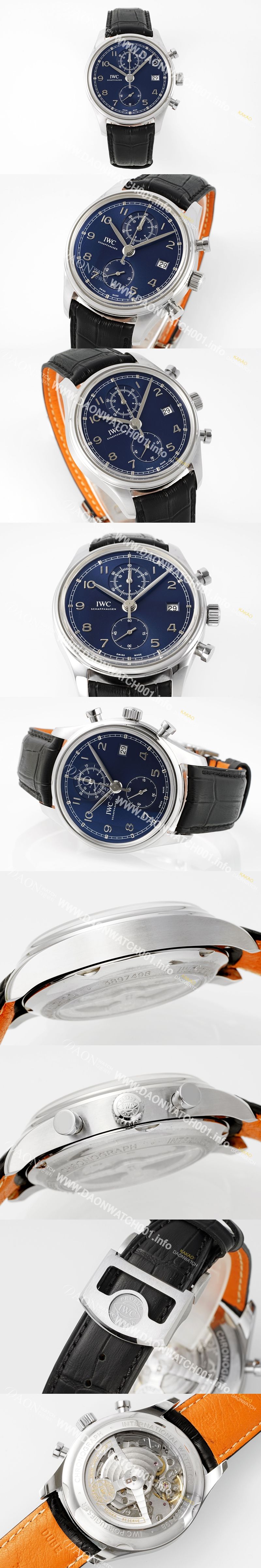 미러급 아이더블유씨 남성용 포루투기즈 IW390302 크로노그래프 42mm 오토매틱 무브먼트 블루 다이얼 iwc4099 Ⅳ