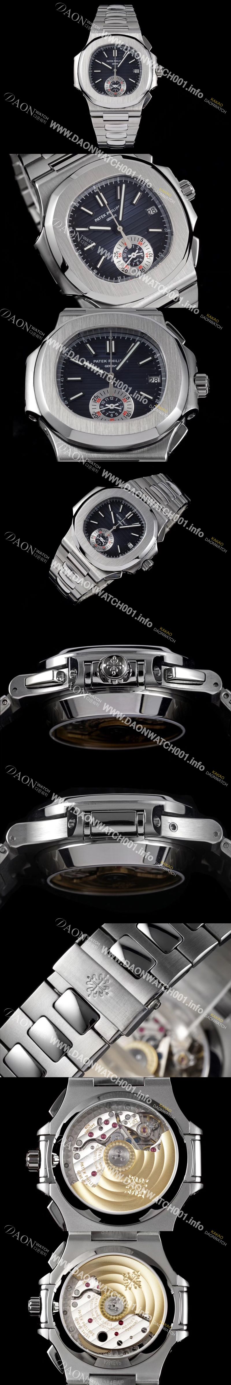 미러급 파텍필립 남성용 노틸러스 5980/1A-001 오토매틱 Cal.CH 28-520 C 타입 40.5mm 메탈줄 블루 다이얼 pat2226 Ⅳ