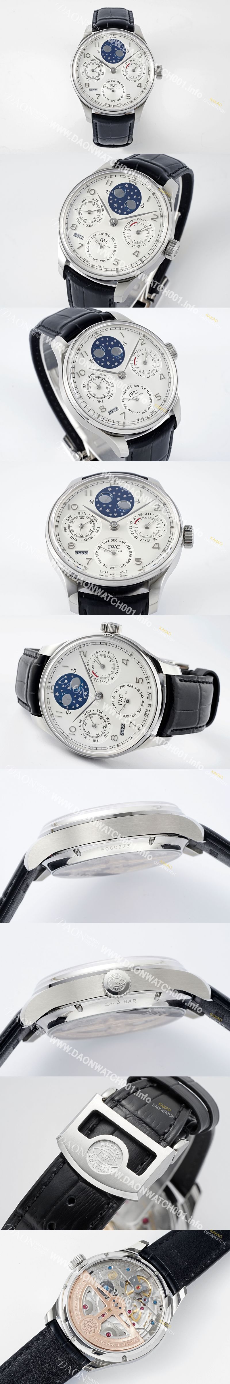 미러급 아이더블유씨 남성용 포루투기즈 IW503406 퍼페추얼 캘린더 더블 문 플래티넘 44mm 오토매틱 무브먼트 화이트 다이얼 iwc4104 Ⅳ