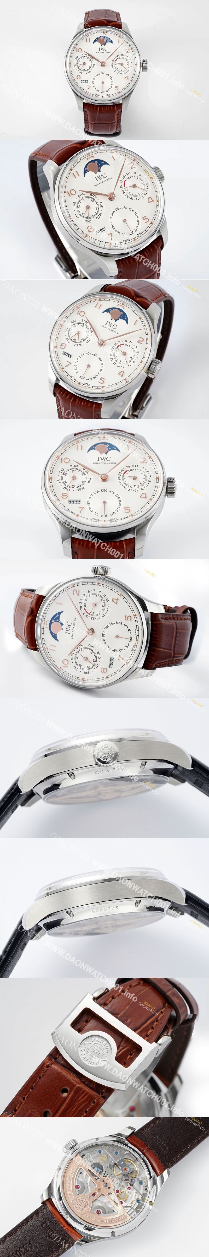 미러급 아이더블유씨 남성용 포루투기즈 IW503307 퍼페추얼 캘린더 싱글 문 44mm 오토매틱 무브먼트 화이트 다이얼 iwc4107 Ⅳ